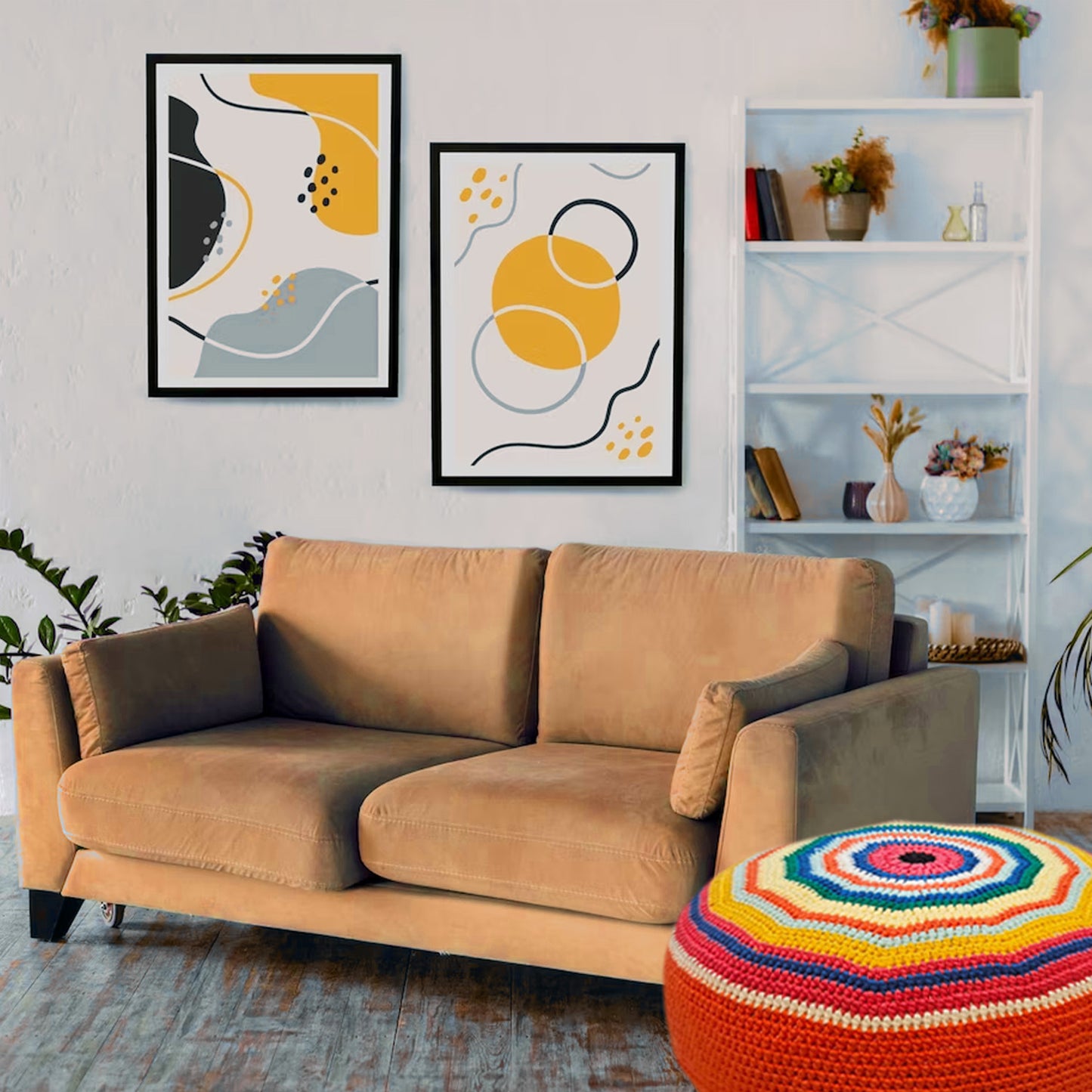 Shiroli Handmade Bright and Colorful Bohemian Pouf - Image 3