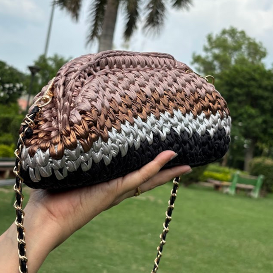 Shiroli Handmade Designer Metallic Muse - Clutch crochet Bag - Image 3