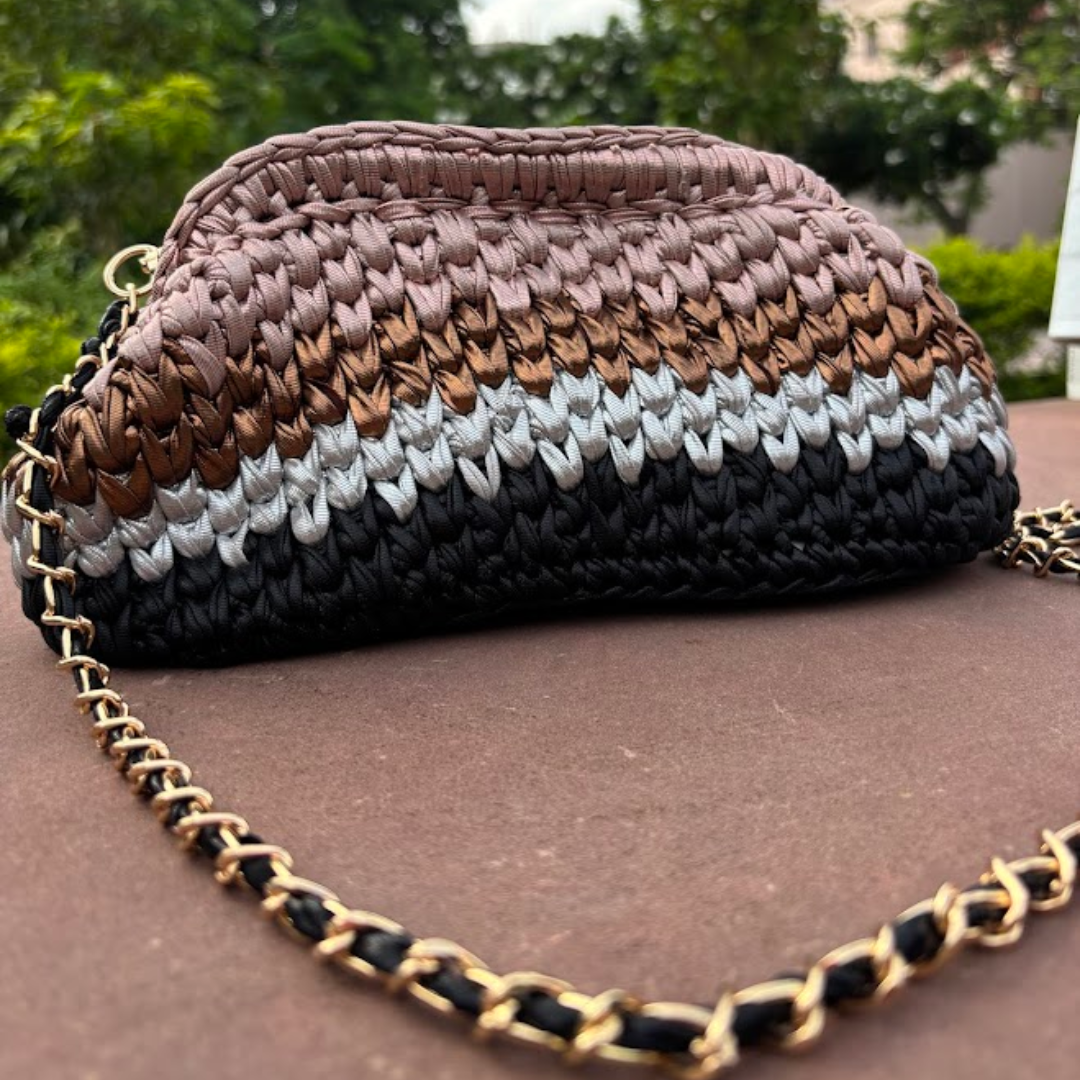 Shiroli Handmade Designer Metallic Muse - Clutch crochet Bag - Image 5