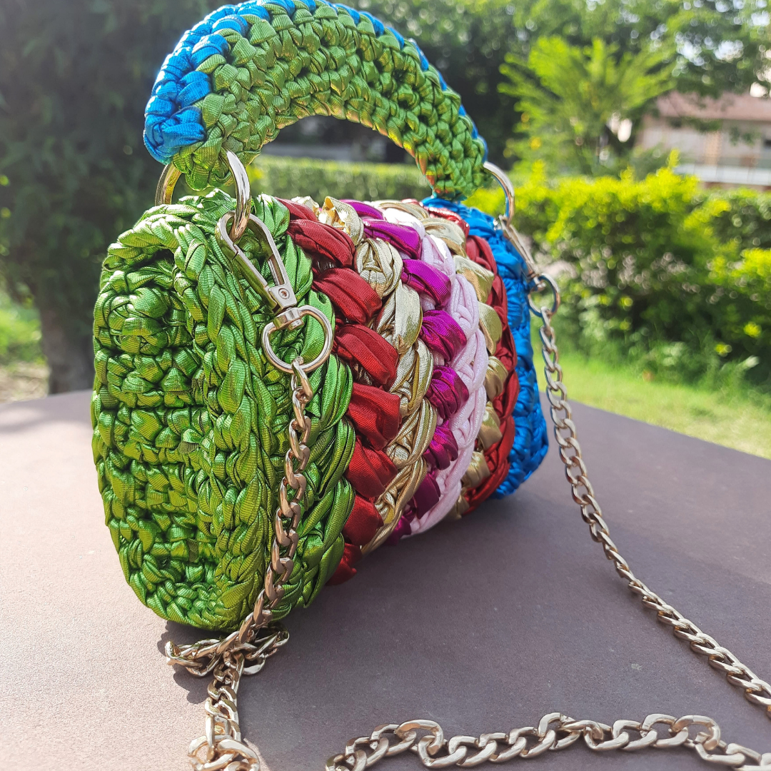 Shiroli Handmade Designer Metallic Particolored Bag- Image 2