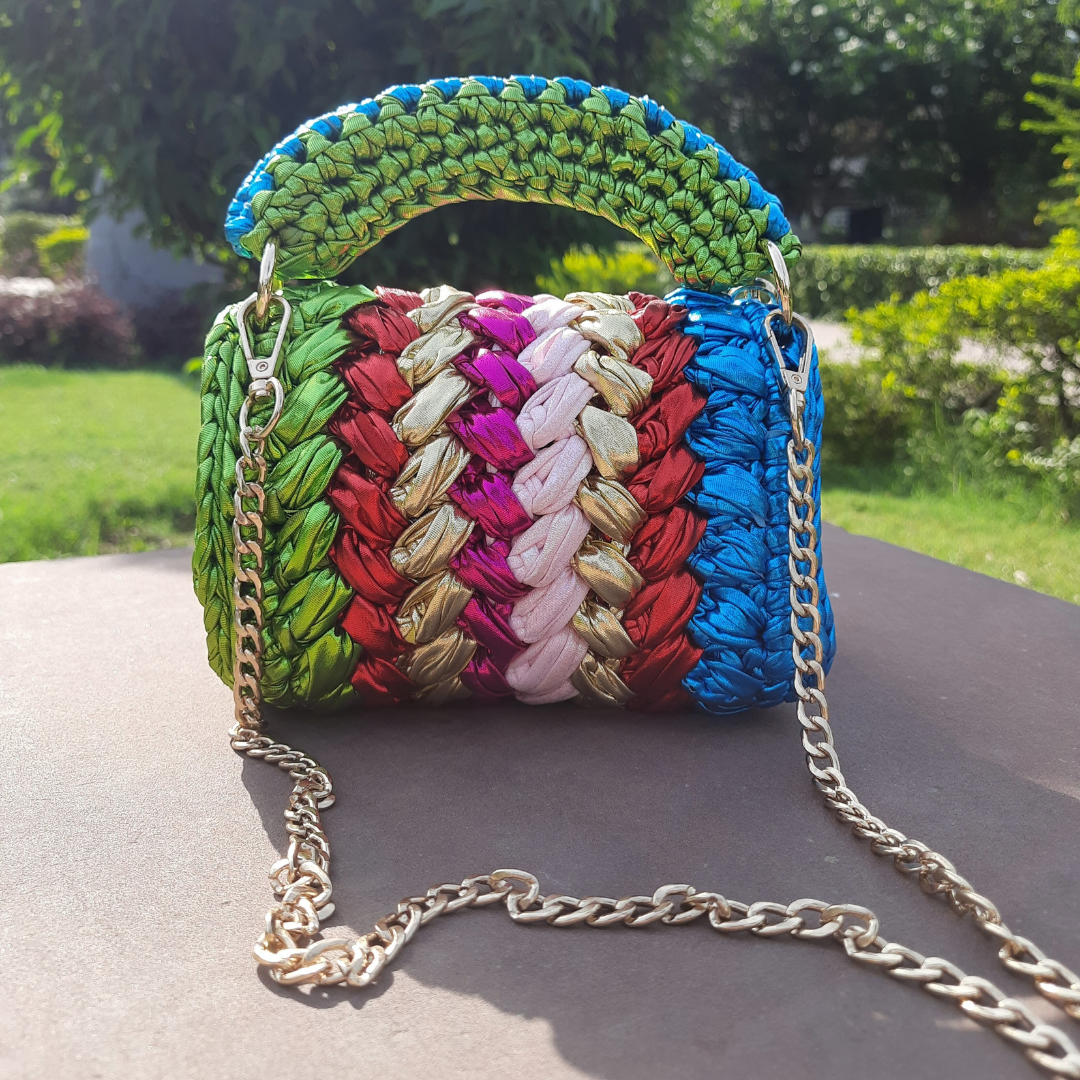 Shiroli Handmade Designer Metallic Particolored Bag- Image 8