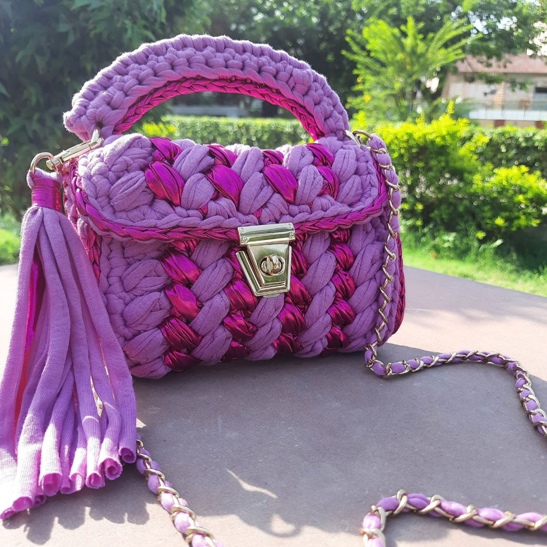 Shiroli Handmade Designer Orchid-Pink Metallica Bag - Image 5