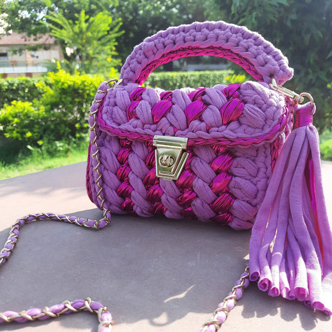 Shiroli Handmade Designer Orchid-Pink Metallica Bag - Image 6