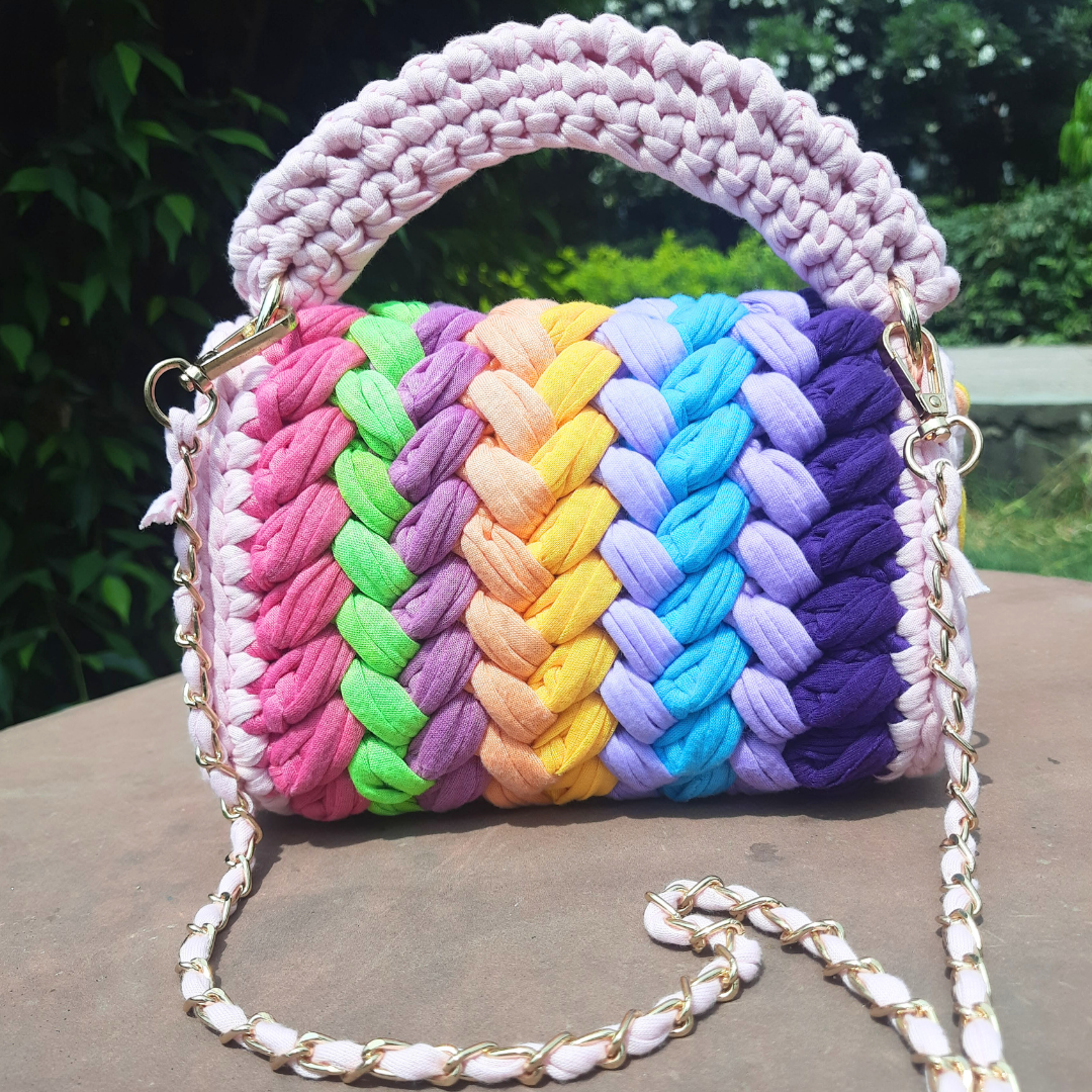 Shiroli Handmade Designer Pink Crush Rainbow Bag- Image 2