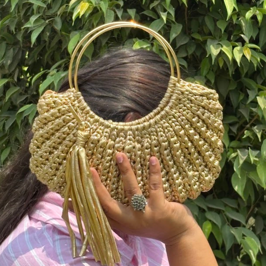 Shiroli Handmade Metallic Gold - Luxe Crochet Bag - Image 1