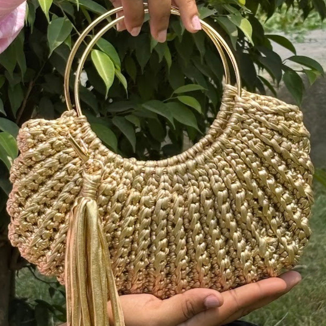 Shiroli Handmade Metallic Gold - Luxe Crochet Bag - Image 2
