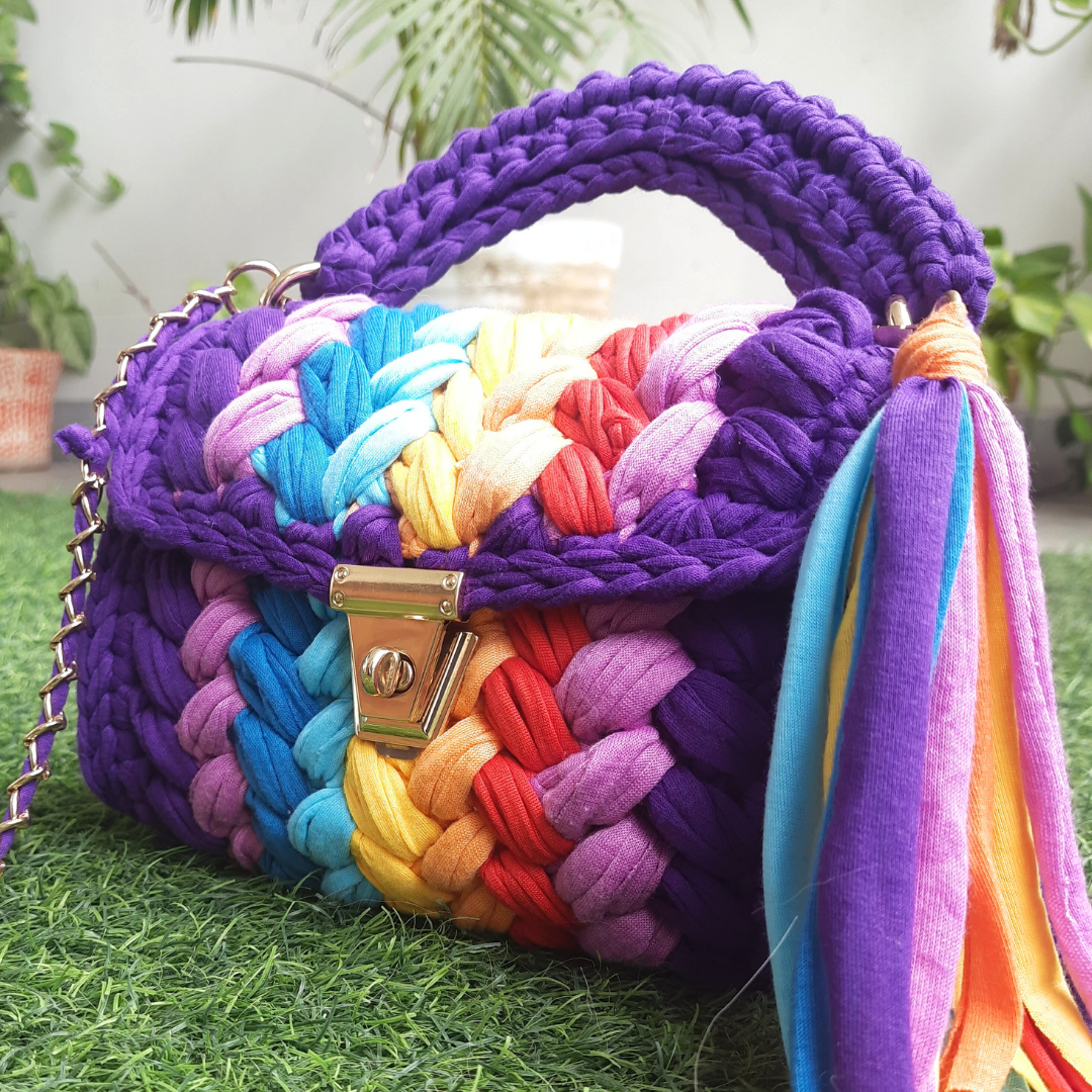 Shiroli Handmade Purple Tint Crochet Handbag- Image 2