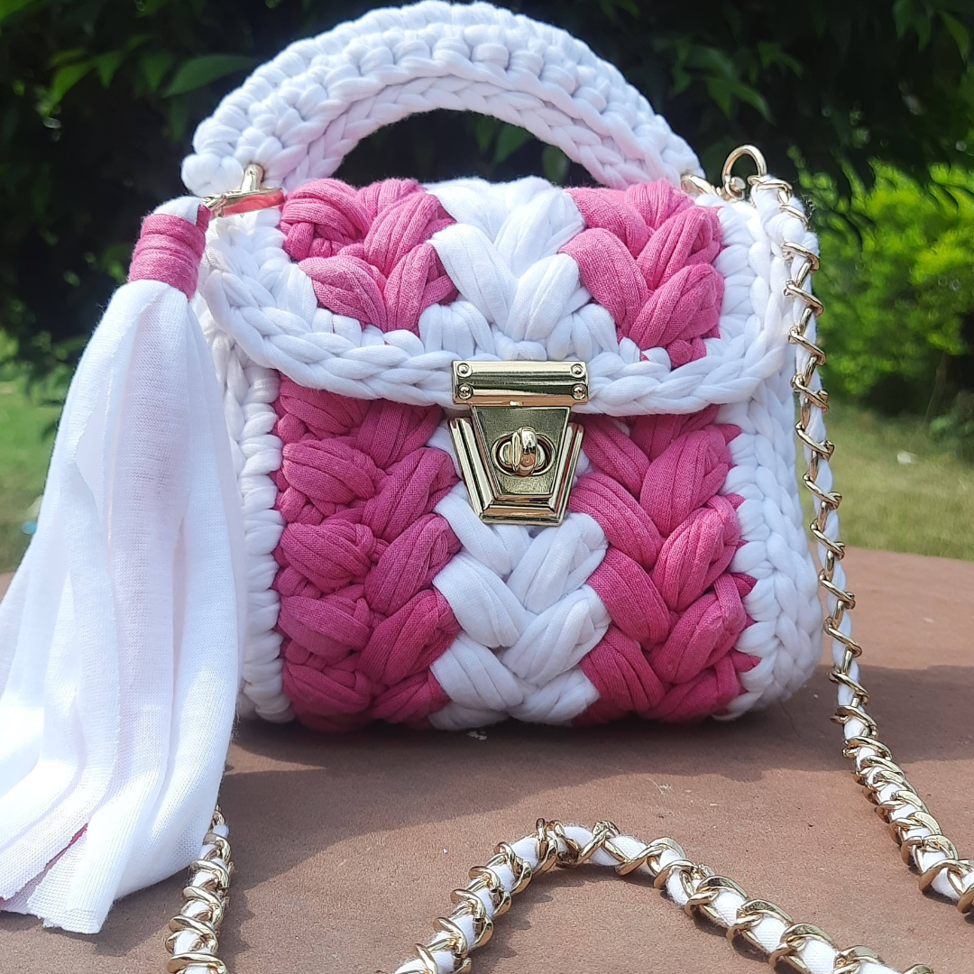 Shiroli Handmade Super Cute Mini Stripe Crochet Bag- Image 4