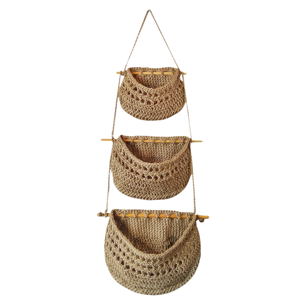 3-Tier Wall Mount Jute Hanging Basket - Shiroli - Image 6