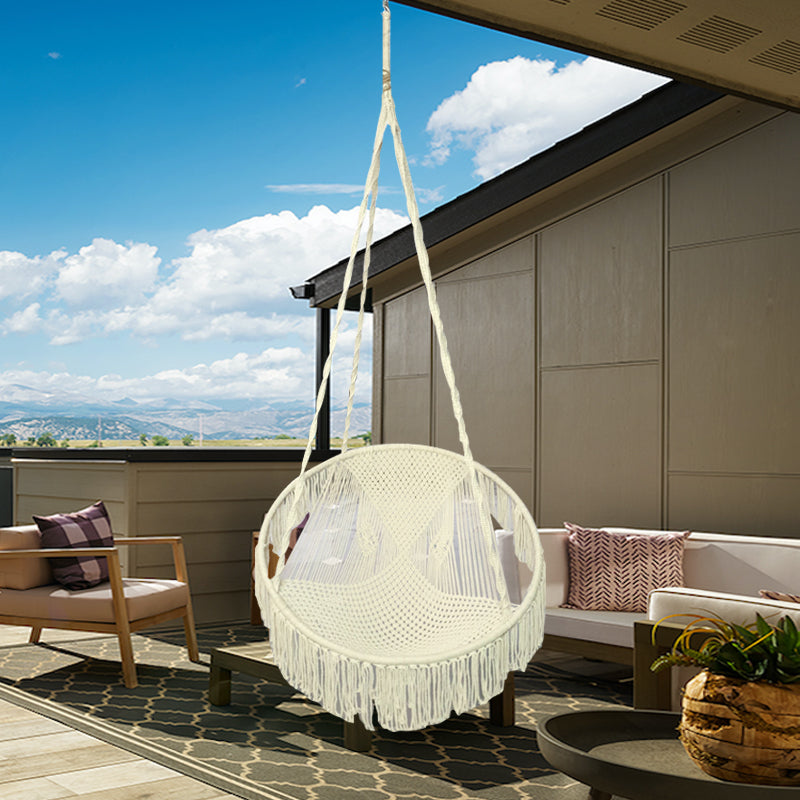 Boho Style Indoor & Outdoor Cotton Rope Hanging Swing - Shiroli - Image 1