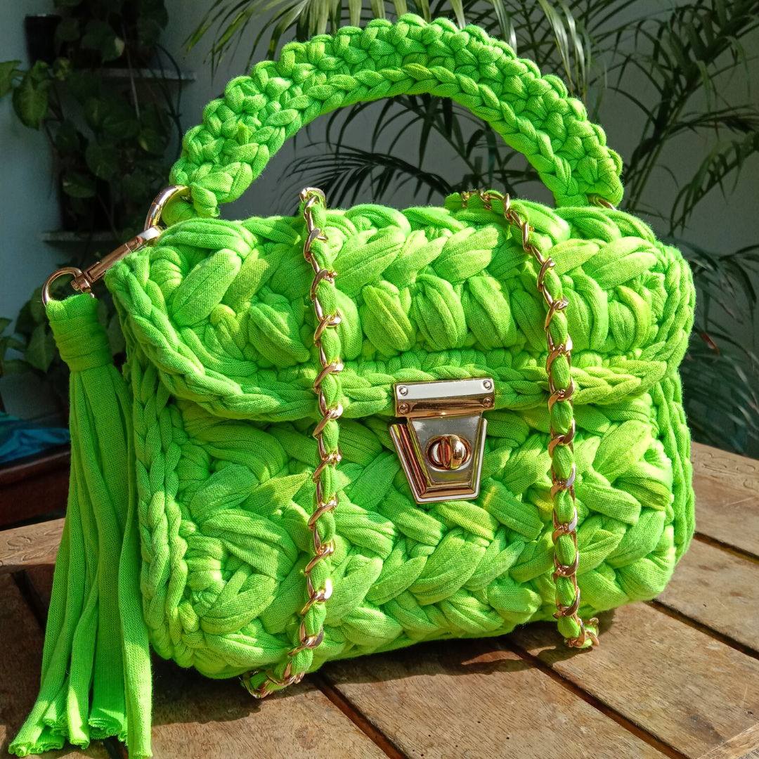 Shiroli Handmade Designer Lawn Green Bag - Image 2