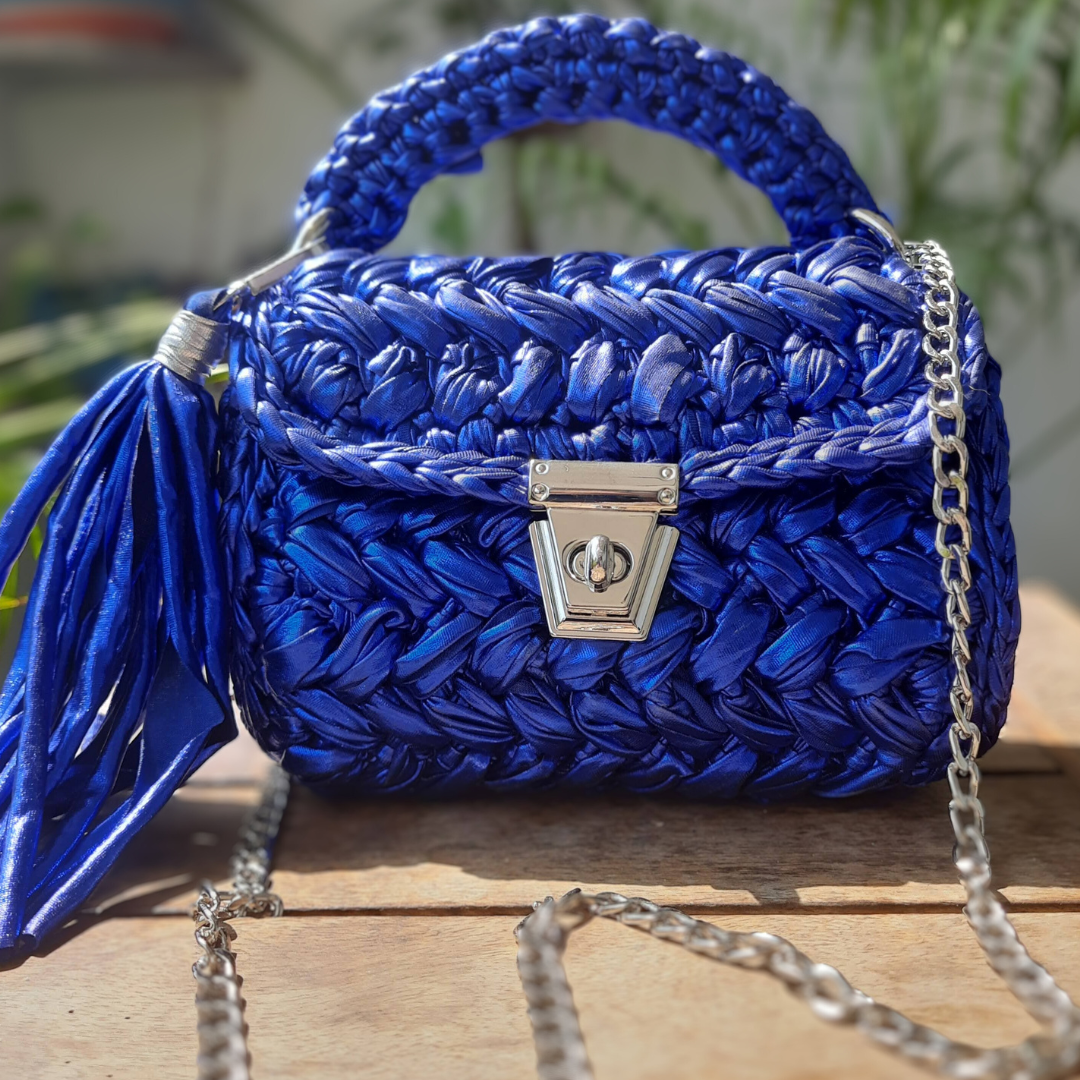 Shiroli Handmade Designer Metallic Royal Blue Bag
