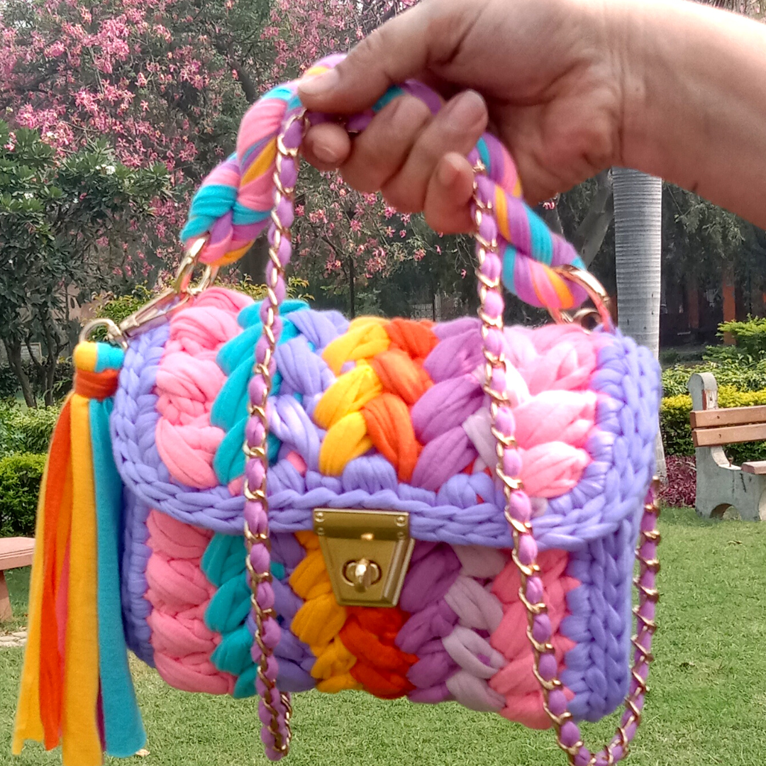 Shiroli Handmade Designer particolored Bag - Image 5