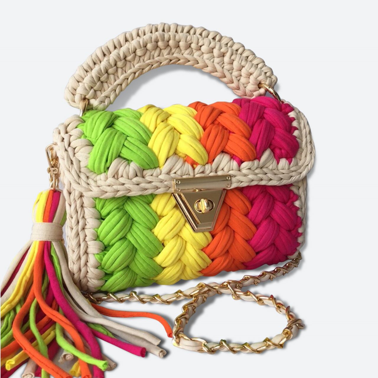 Shiroli Crochet Handmade Designer Beige-Glory Bag- Image 2