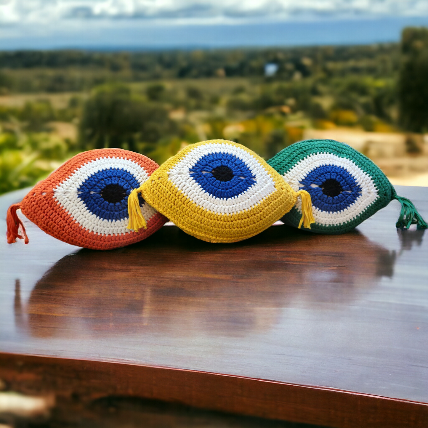 Shiroli Crochet Handmade Evil Eye Cushion- Image 1