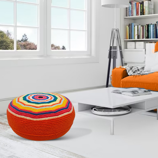 Shiroli Handmade Bright and Colorful Bohemian Pouf - Image 5