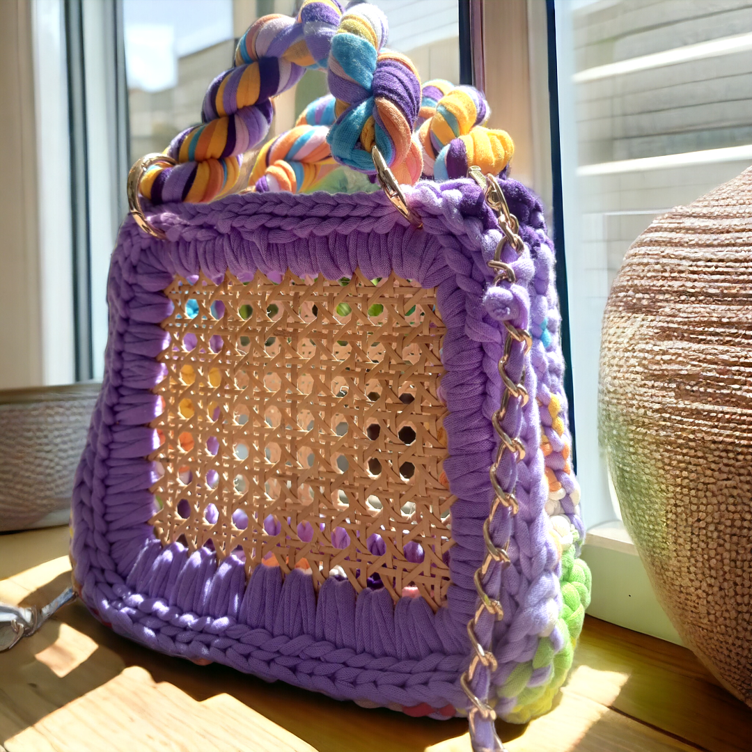 Shiroli Handmade Cane Webbing Multicolor Handbag