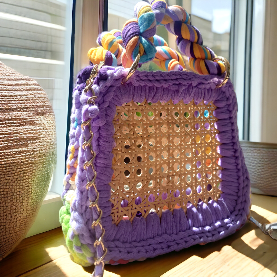Shiroli Handmade Cane Webbing Multicolor Handbag