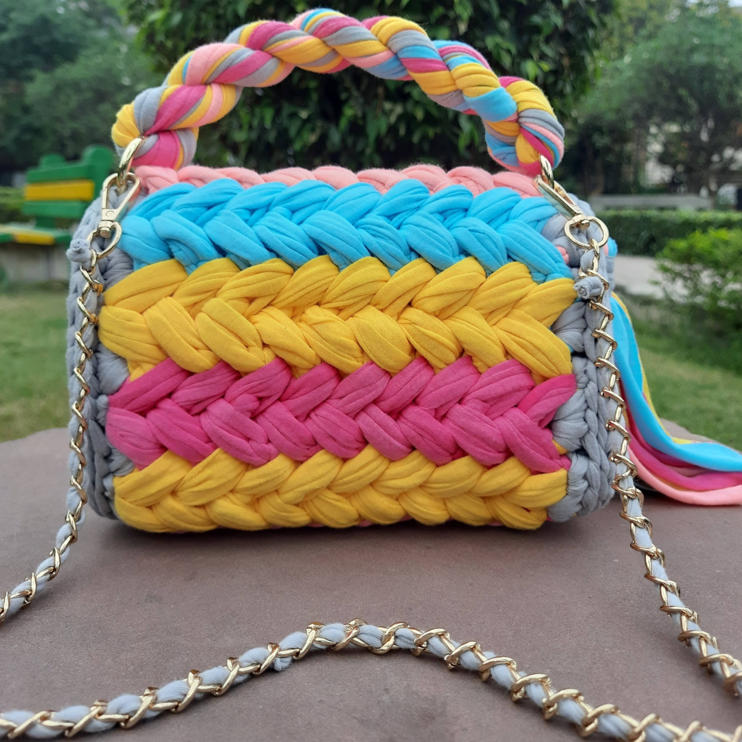 Shiroli Handmade Designer Color-Pop Crochet HandBag - Image 3