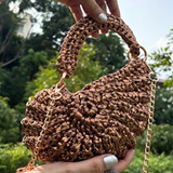 Shiroli Handmade Designer Metallic Copper- Shell Crochet Bag- Image 3