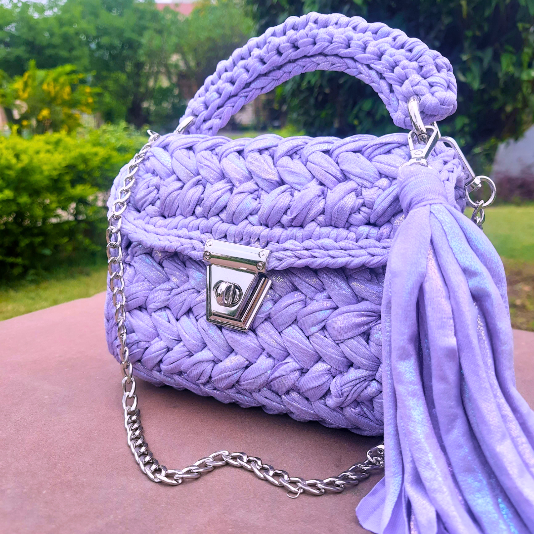 Shiroli Handmade Designer Metallic Lilac Bag