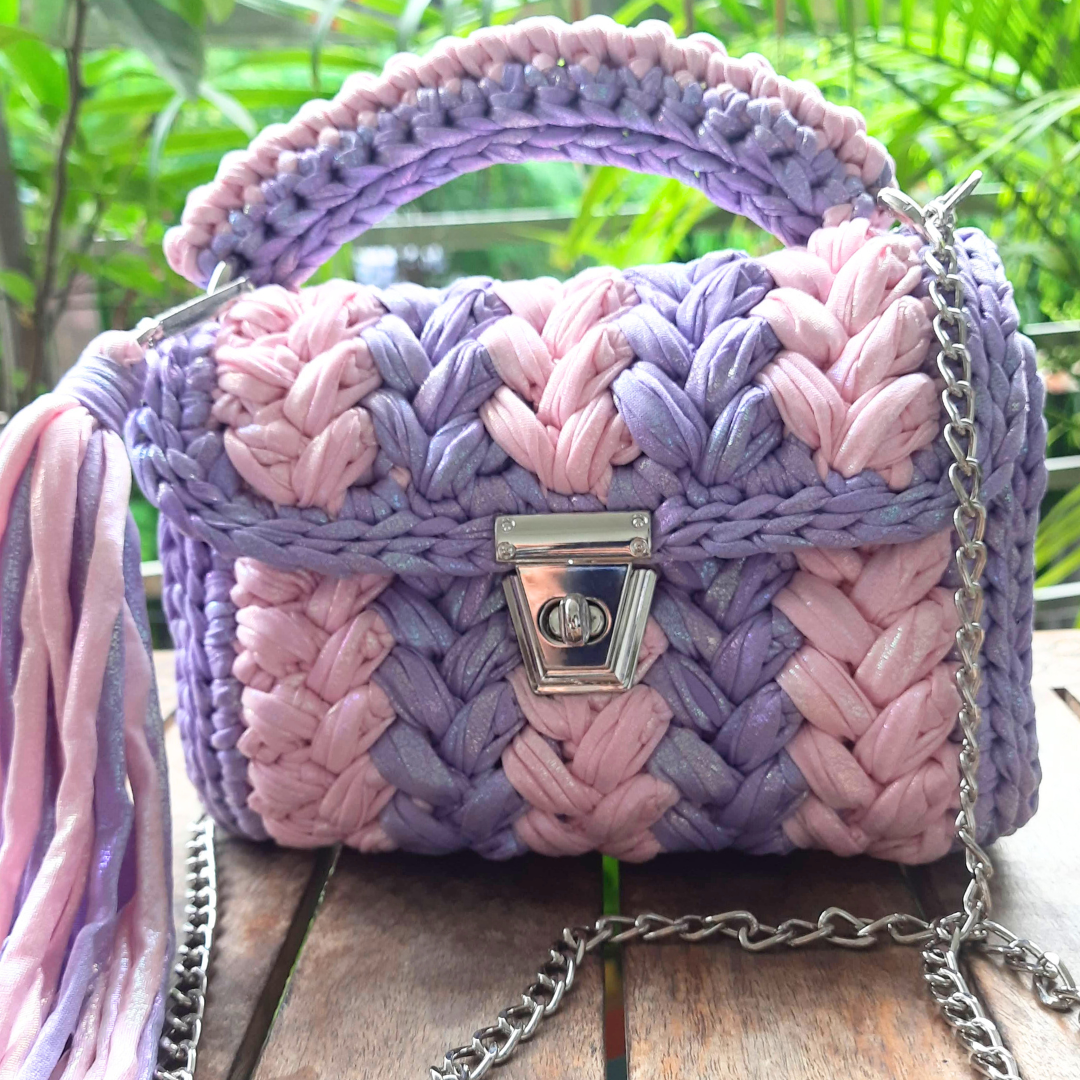 Shiroli Handmade Designer Metallic Magic Crochet Bag - Image 1