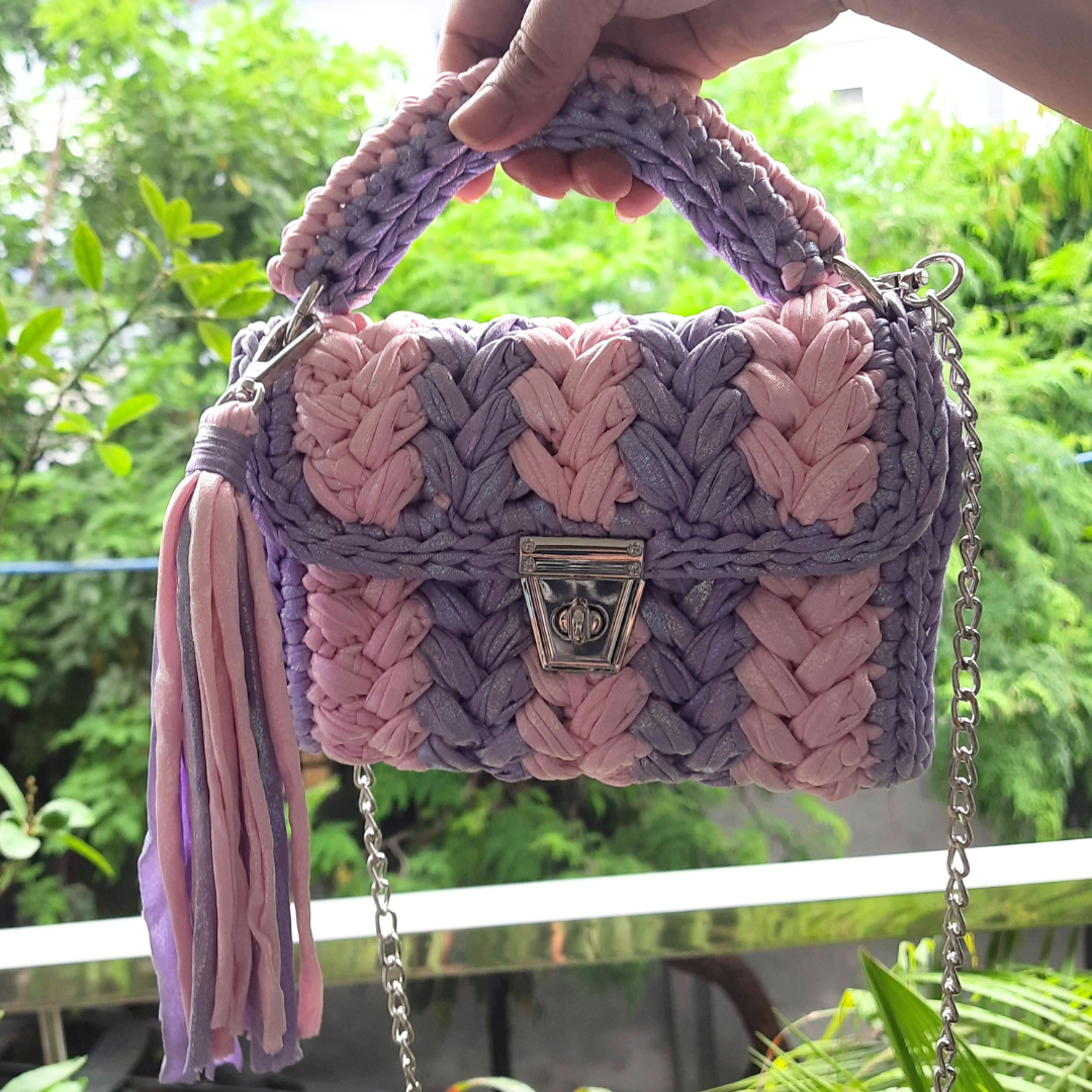 Shiroli Handmade Designer Metallic Magic Crochet Bag - Image 3