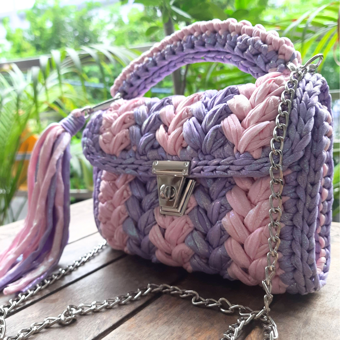 Shiroli Handmade Designer Metallic Magic Crochet Bag - Image 5