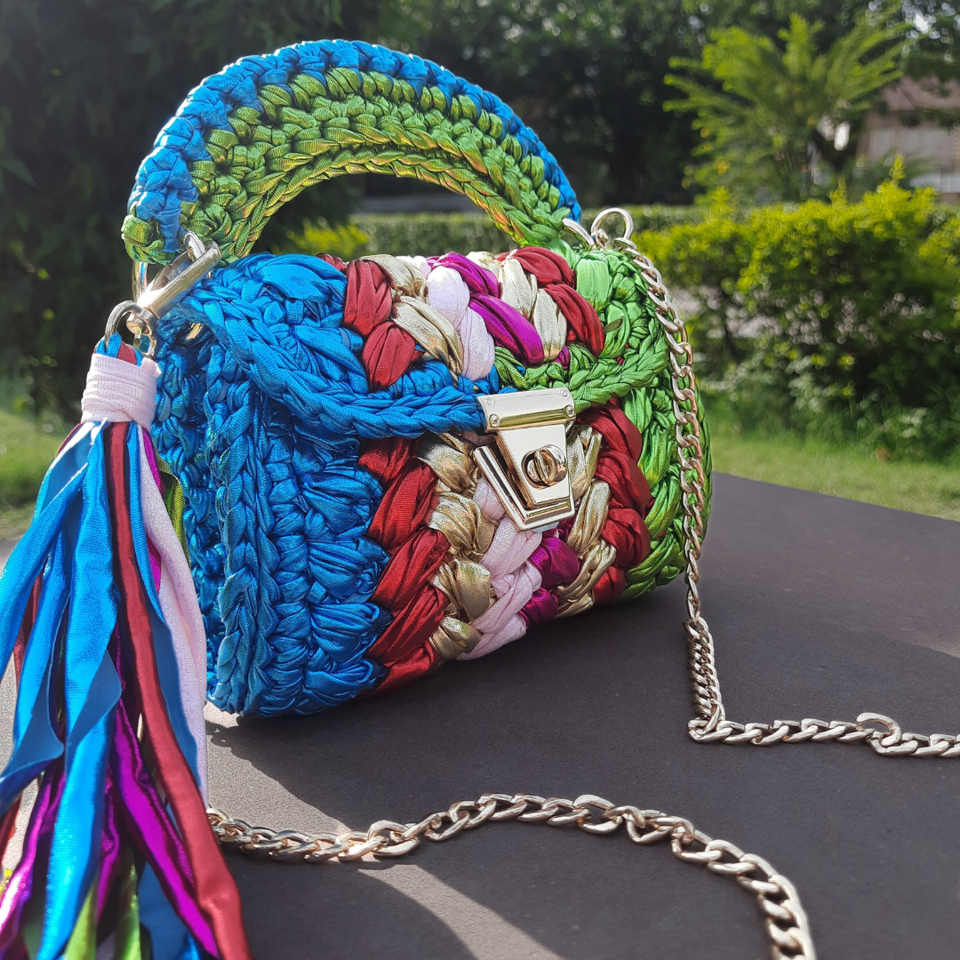 Shiroli Handmade Designer Metallic Particolored Bag- Image 4