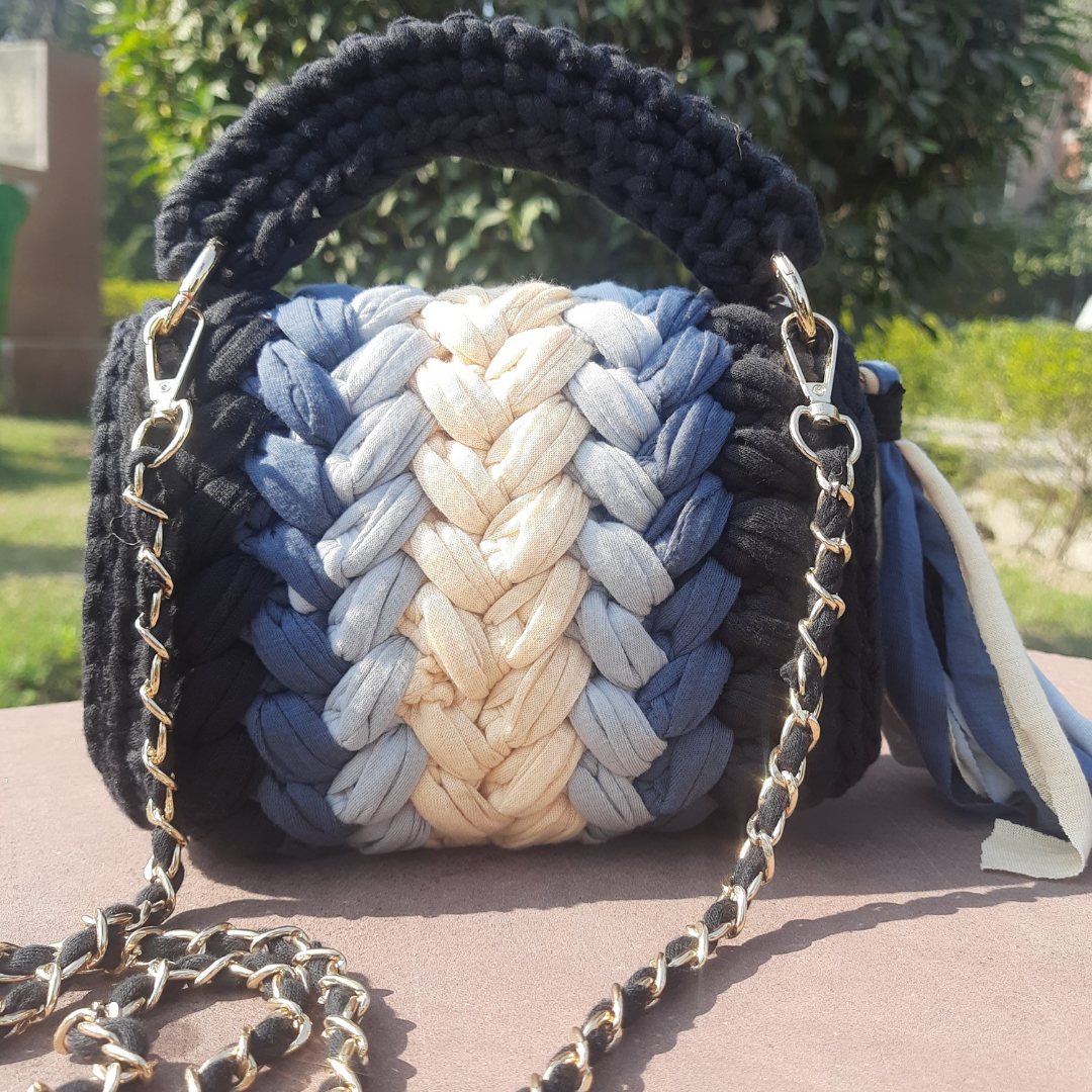 Shiroli Handmade Designer Neutral-Tones  Crochet Bag  - Image 2
