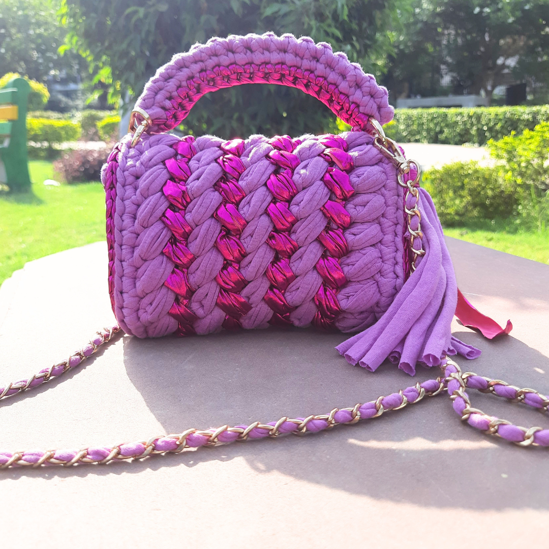 Shiroli Handmade Designer Orchid-Pink Metallica Bag - Image 3