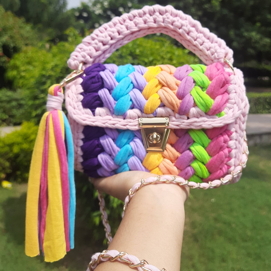 Shiroli Handmade Designer Pink Crush Rainbow Bag- Image 7