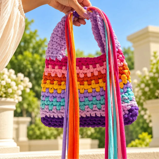 Shiroli Handmade Designer Rainbow - Flexi Loop Crochet Bag image 1