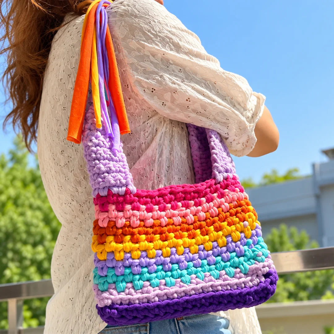 Shiroli Handmade Designer Rainbow - Flexi Loop Crochet Bag image 5