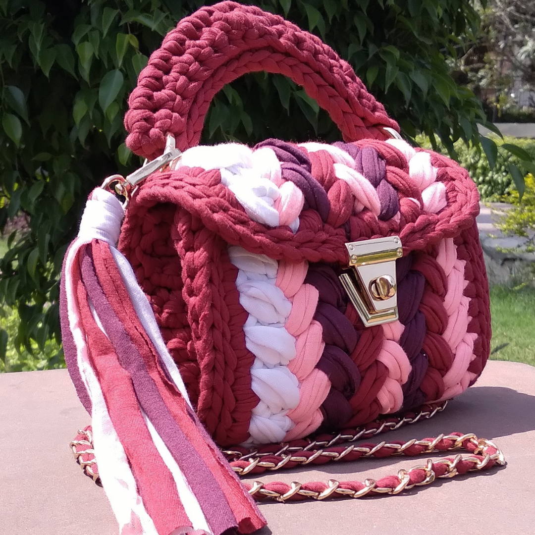Shiroli Handmade Maroon Tint Crochet Handbag - Image 2