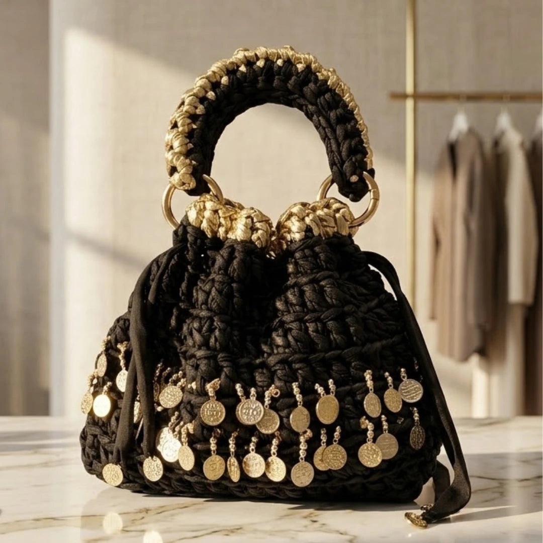 Shiroli Handmade Metallic Black  - Ginni Potli Bag - Image 5