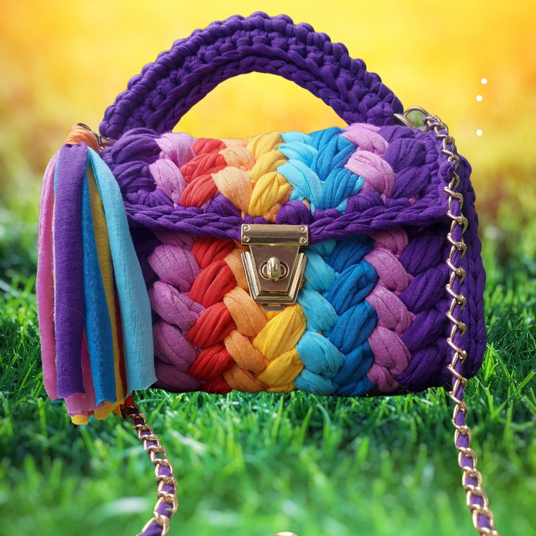 Shiroli Handmade Purple Tint Crochet Handbag- Image 6