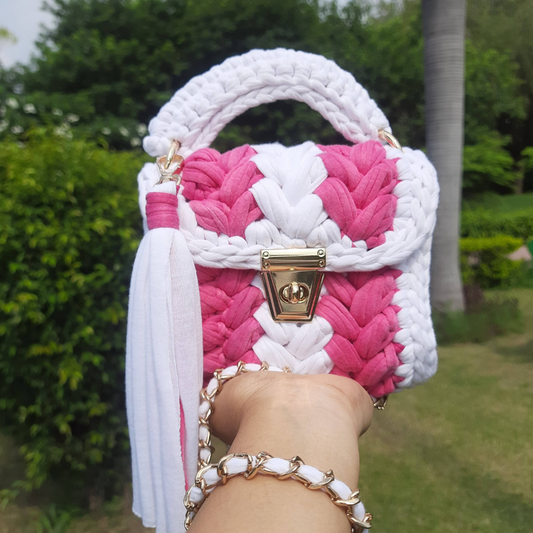 Shiroli Handmade Super Cute Mini Stripe Crochet Bag- Image 1
