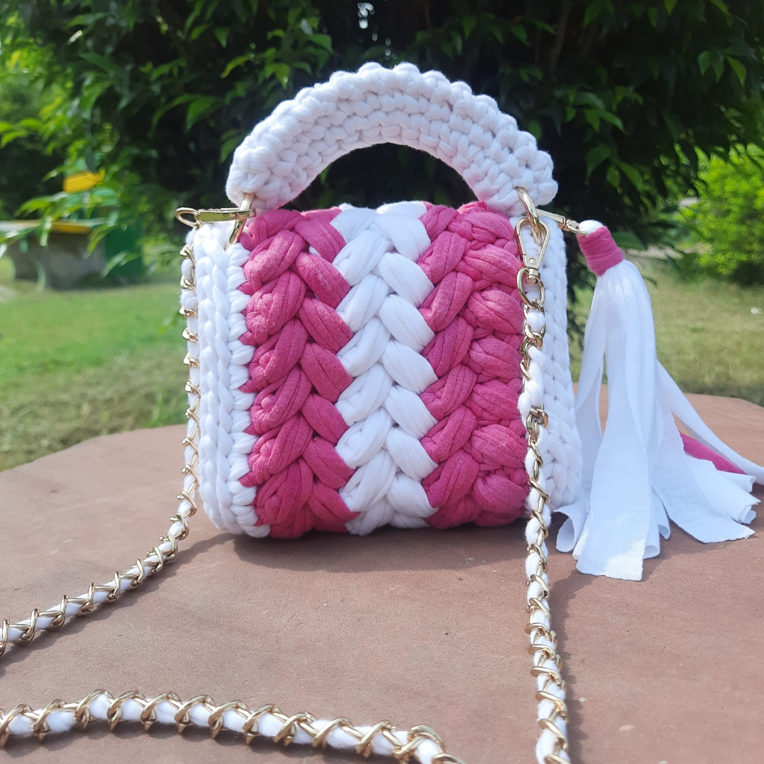 Shiroli Handmade Super Cute Mini Stripe Crochet Bag- Image 2