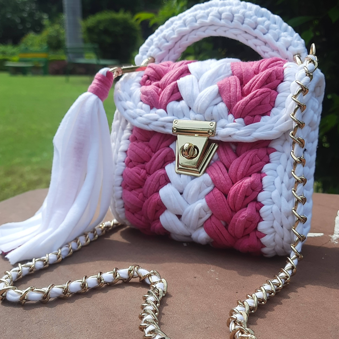 Shiroli Handmade Super Cute Mini Stripe Crochet Bag