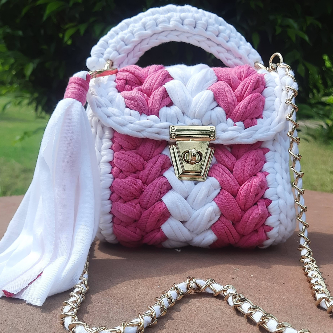 Shiroli Handmade Super Cute Mini Stripe Crochet Bag- Image 5