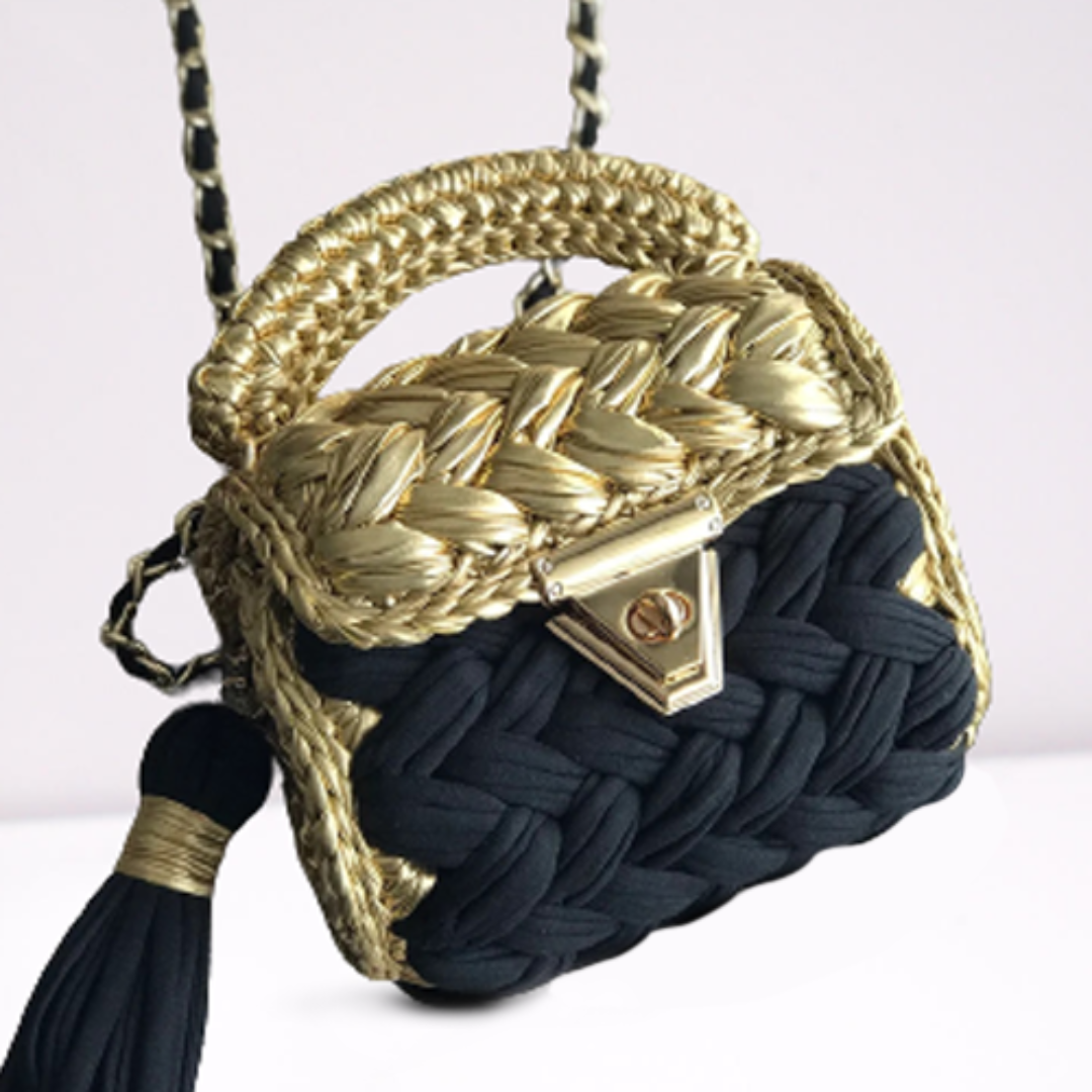 Shiroli Handmade Designer Black n Golden Bag