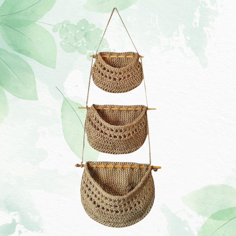 3-Tier Wall Mount Jute Hanging Basket - Shiroli - Image 5