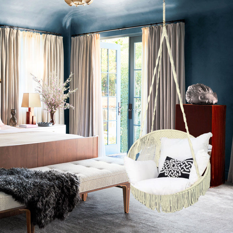 Bedroom Indoor Boho Swing Boho Hanging Swing Chair For Bedroom