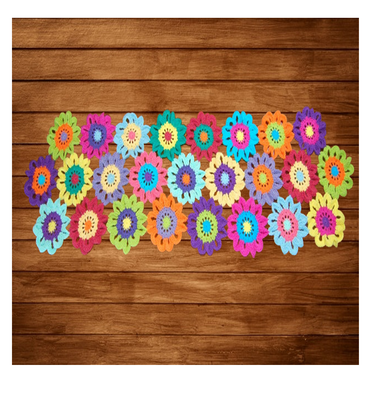 Colorful Crocheted Flower Table Runner - Shiroli - Image 3