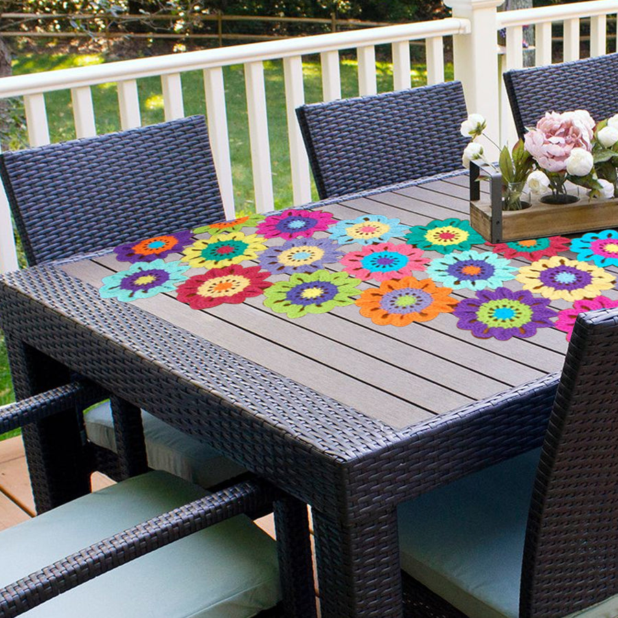 Colorful Crocheted Flower Table Runner - Shiroli - Image 4