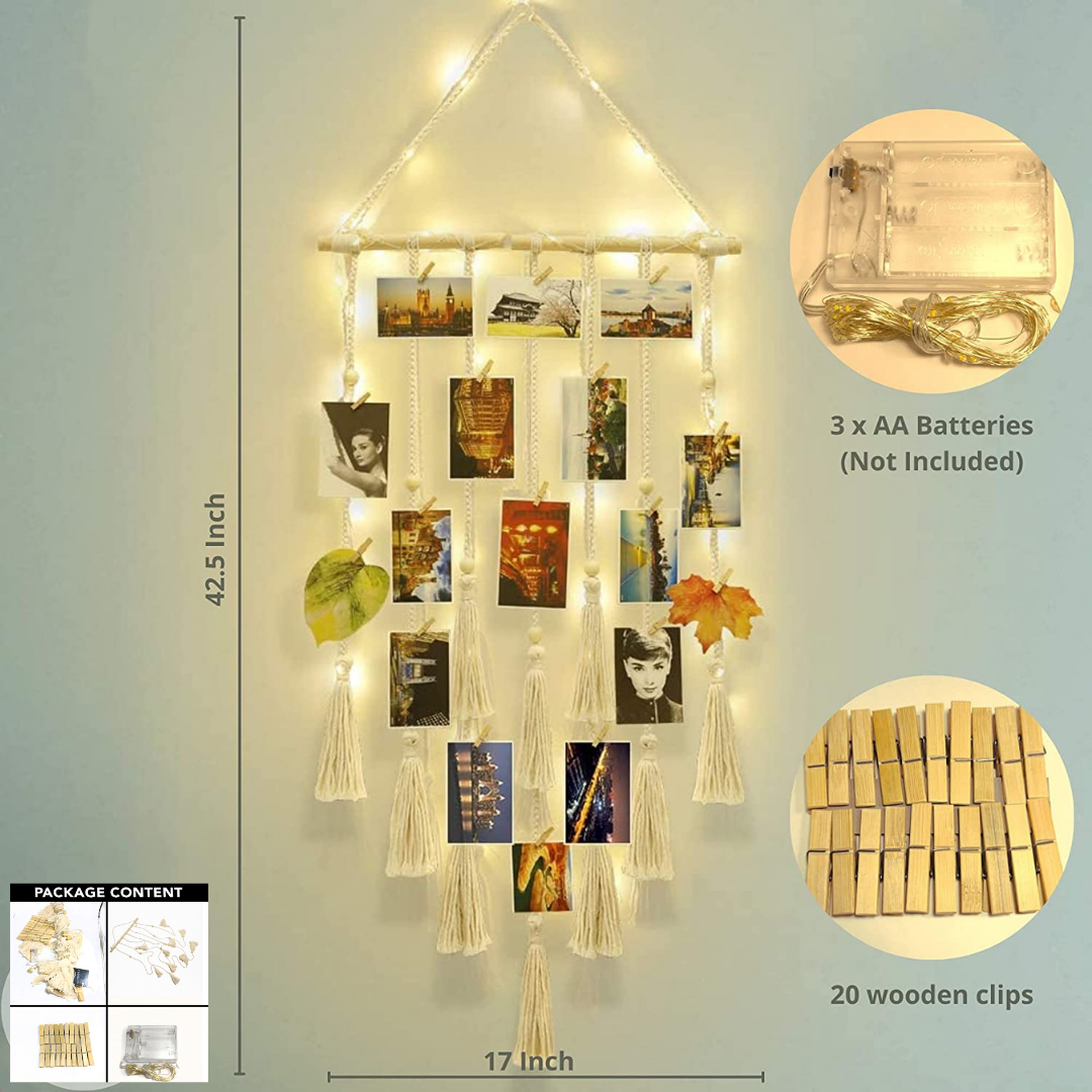 Hanging Photo Display Wall Decor With LED Light-Shiroli-11