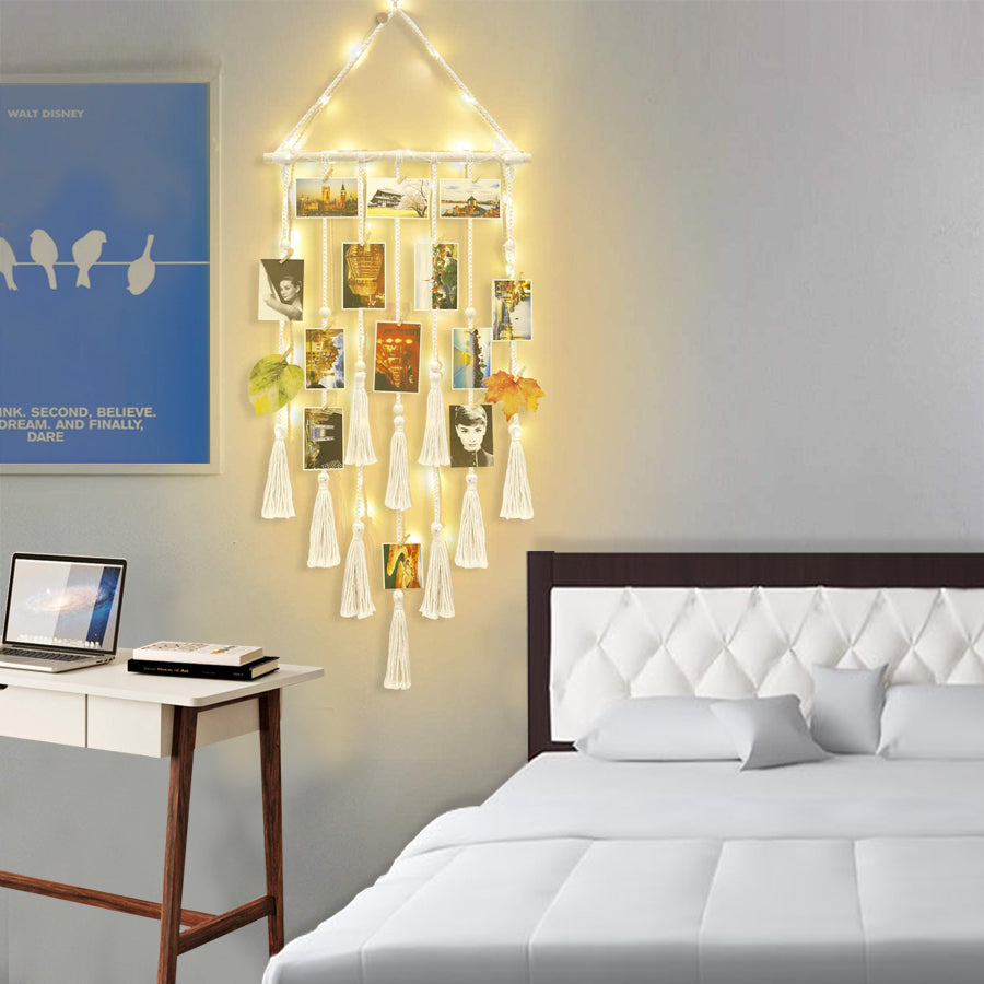 Hanging Photo Display Wall Decor With LED Light-Shiroli - Image 1