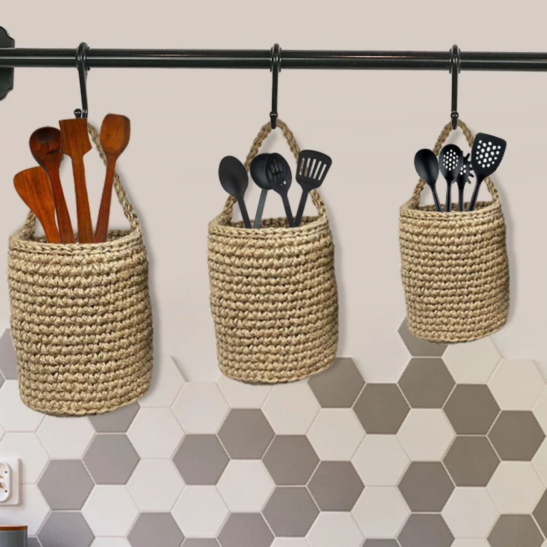 Jute Hanging Wall Storage Baskets - Shiroli - Image 2