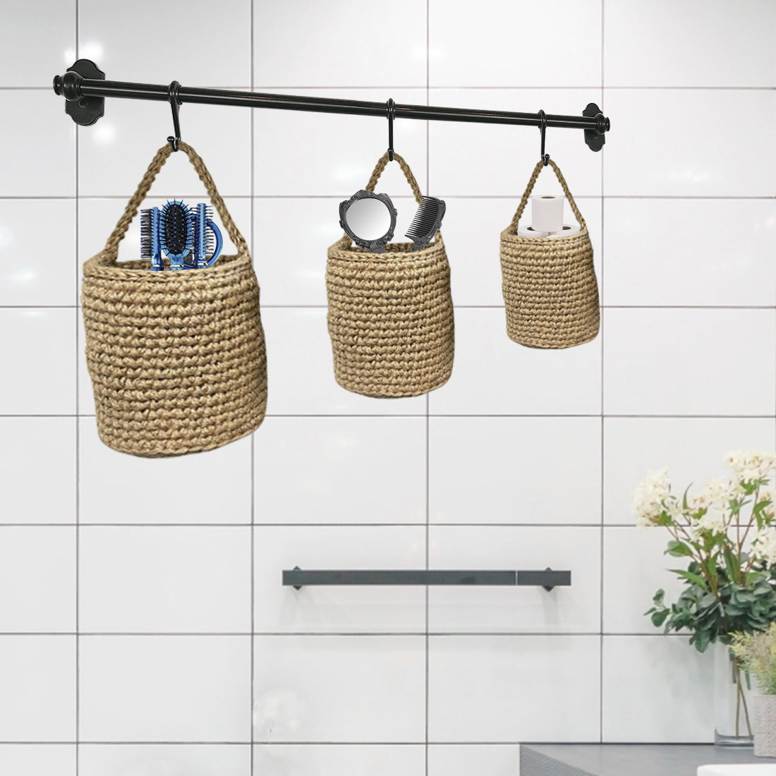 Jute Hanging Wall Storage Baskets - Shiroli - Image 1